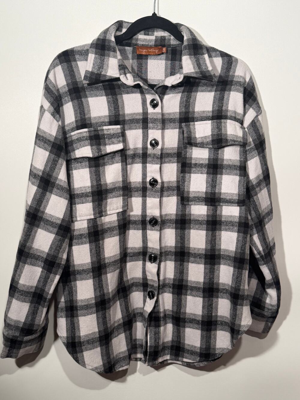 Hugs & Tang Women's S/M Heavyweight Fleece Plaid Shacket